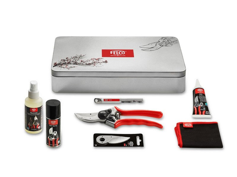 Kit d'entretien et sécateur en boîte