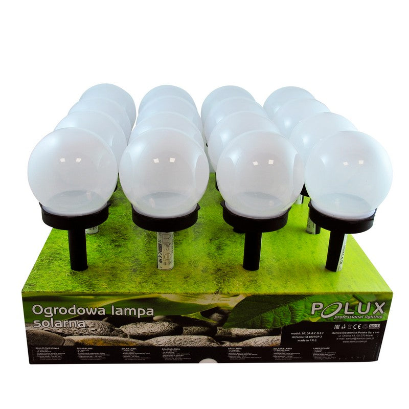 Solar Lampa 6500k Led White Sphere Svart Plast