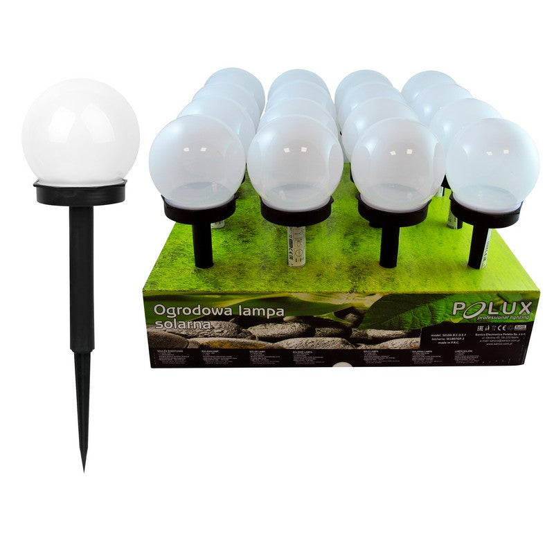 Solar Lampa 6500k Led White Sphere Svart Plast
