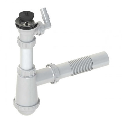 Siphon für Waschbecken, 1 Becken – Metall mit Waschmaschinenanschluss