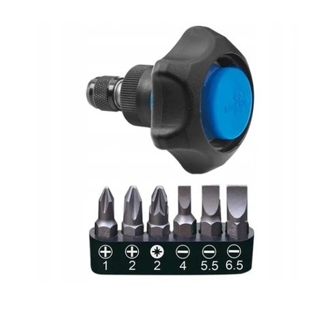 Mini Ratchet 1/4' Bitshållare + 6-delat Bit Set