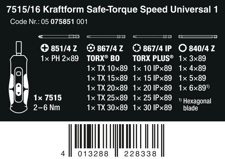 Safe-torque Speed Universal Torque Screwdriver 1.7515/16.16 Cz