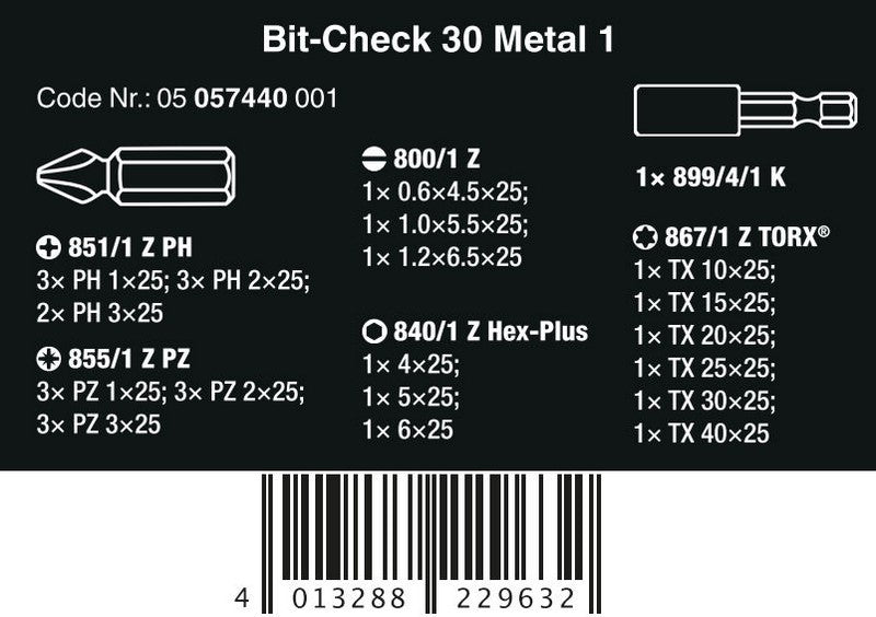 Bit-check 30 Metal 1 Sb Bit Set 30 Pcs.