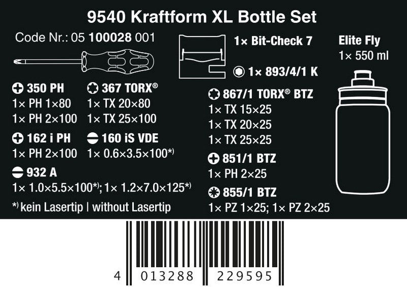 Screwdriver Tool Set. 9540 Kraftform Xl Bottle Set 17 Pcs.