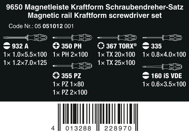 Set di cacciaviti magnetici Kraftform 9650