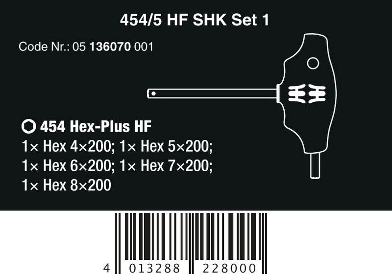 Jeu de tournevis Hex Plus profil W 454/5 Hf Shk Set 1 5 pcs.