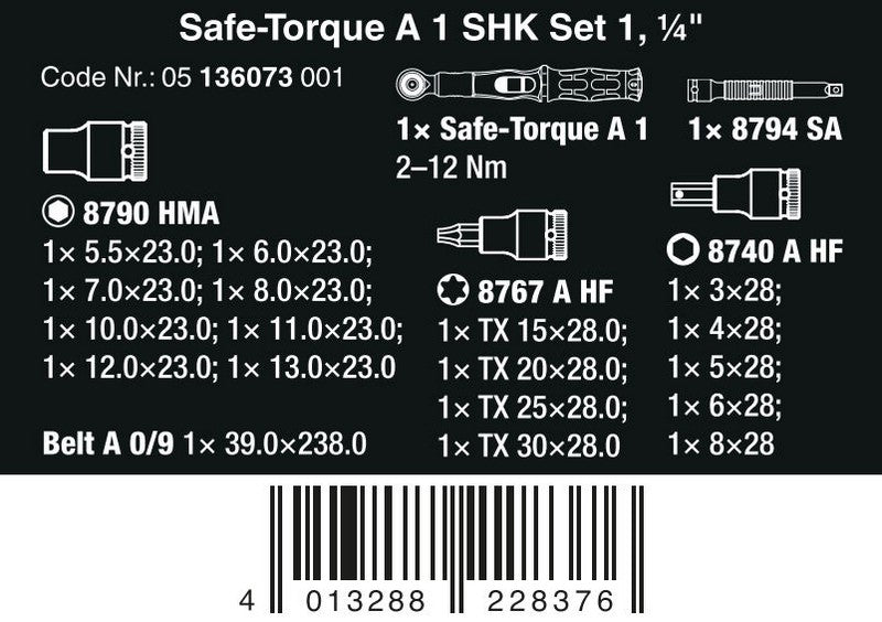 Llave Dinamométrica Safe-Torque 1/4'' 2-12nm 20uds
