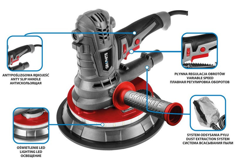 Levigatrice per intonaco 900w 180 Mm Led Corta