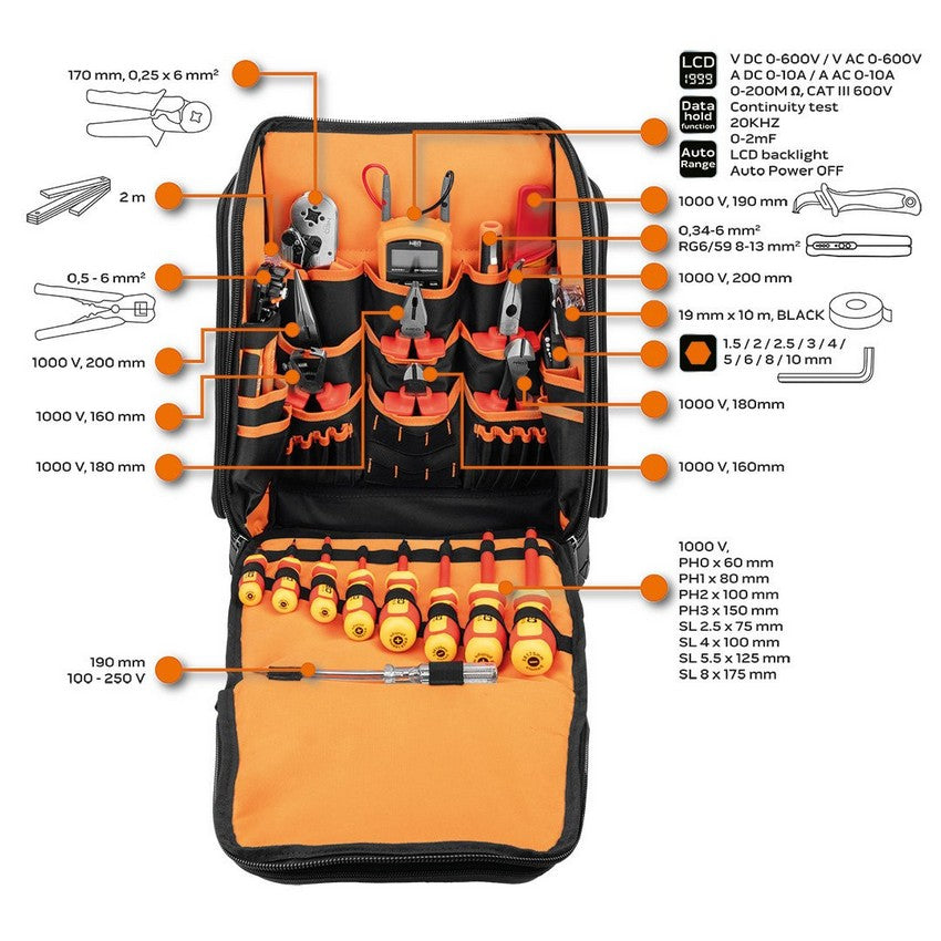 Electrician's Backpack 31 Pieces