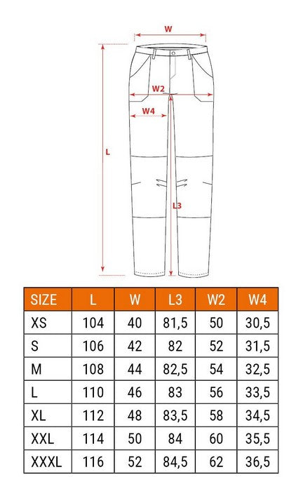 Premium werkbroek met zwarte taille, maat XL