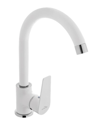 Dokos Grifo para lavabo de suelo blanco/cromado con cierre en L