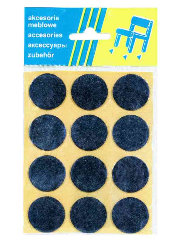 Felt Pad Blister Black Diameter 25mm - 12 Pcs