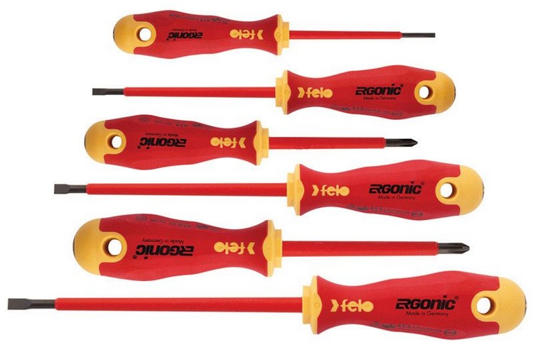 Set Of 6 Felo-ergonic Vde Screwdrivers + Magnetizer