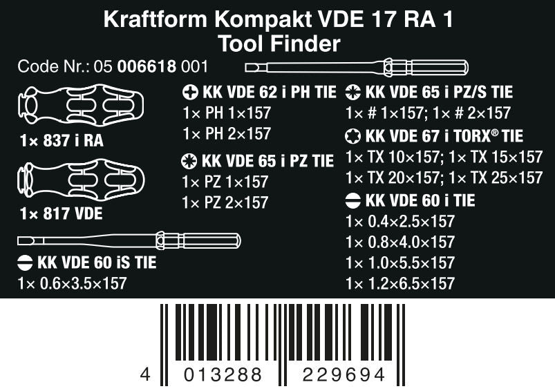Kraftform Kompakt Vde Set Ratchet Function 17 Pcs.