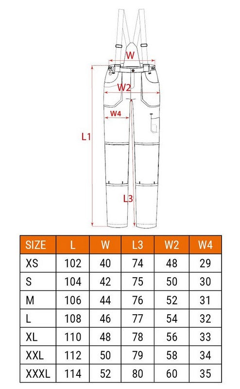 6-in-1 Work Trousers With Bib Size M