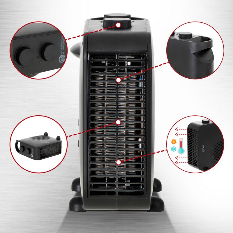 Termoventilatore Nero 2000w Ad 7725b