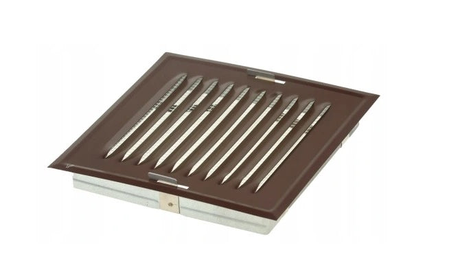 Metal Diagonal Grid In A Frame With A Mesh 14*14cm Brown