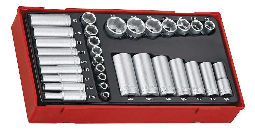 Inch Socket Set Square Shank 1/4'' And 3/8'' 32 Pcs