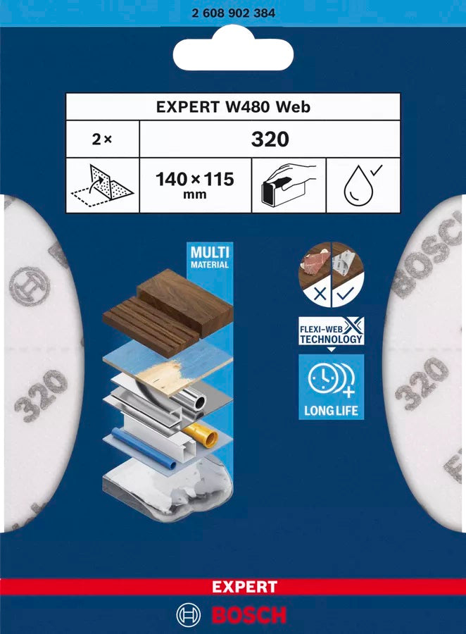Foaia de slefuit cu spuma Expert 115*140mm W480 G320 2buc