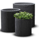 Zestaw 3 doniczek cylindrycznych Keter S+m+l - grafit