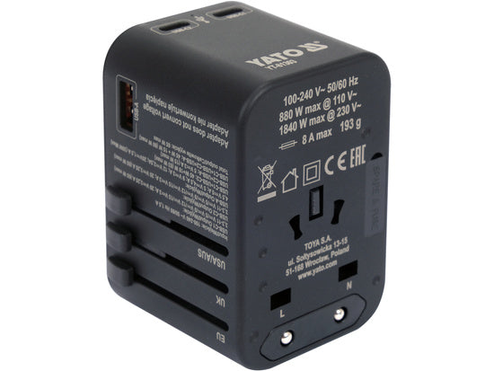 Univerzálny cestovný adaptér Usb-c Pd 65w