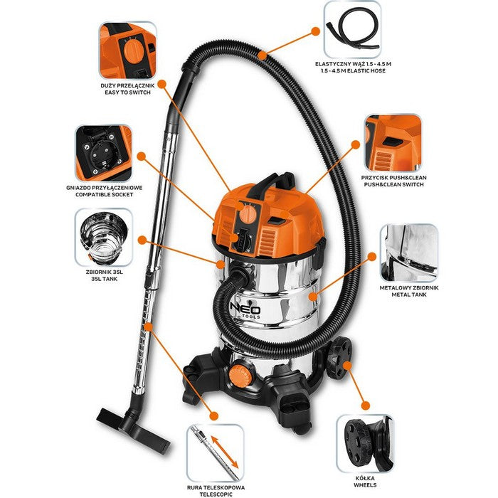 Vysávač 1600w 35l.