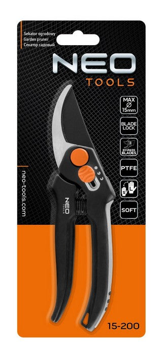 Bypass-Gartenschere, 185 mm Reichweite, bis zu 15 mm einstellbarer Abstand