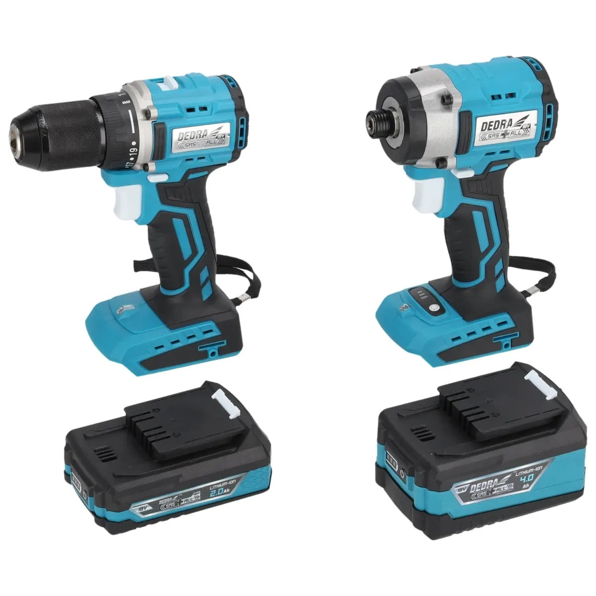 Batteriværktøjssæt Ded7143+ded7144 1*2,0ah 1*4,0ah Sas+
