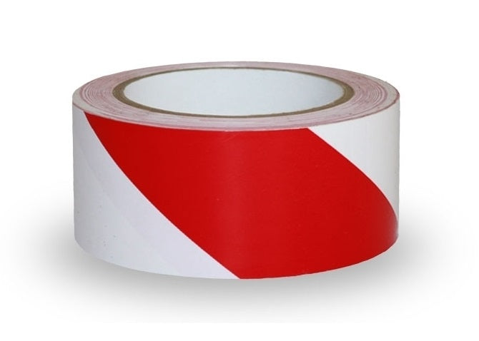 Ruban d'avertissement blanc et rouge 75 mm x 100 m