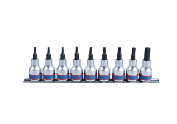 Torx dopsleutelset 3/8'' 9-delig T10-t50 rail