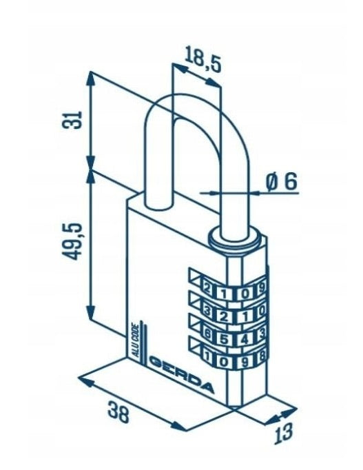Padlock Shackle Teaglaim Alúmanam 4 Dioscaí Le S40 Black