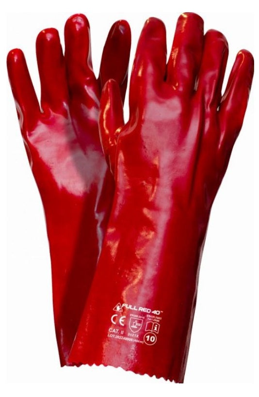 Pvc Handsker Lang Fuld Rød 40cm