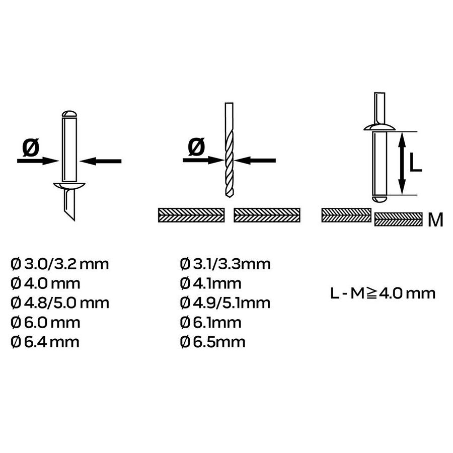 Front Riveter For Steel And Aluminum Rivets 3.2-6.4mm