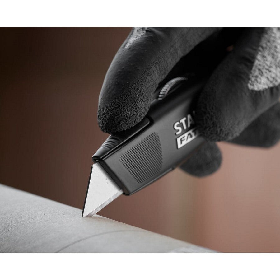 Kraftig kniv Trapezformet klinge fast metal sort