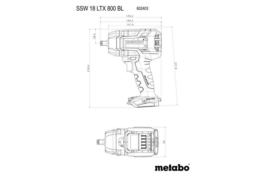 Chave de impacto sem fio 1/2'' Ssw 18 Ltx 800 Bl 2*5.5ah