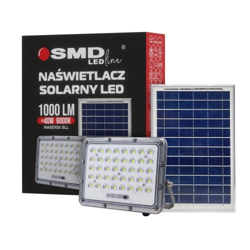 Led Solar Floodlight 40w 6000k 1000lm + Panel