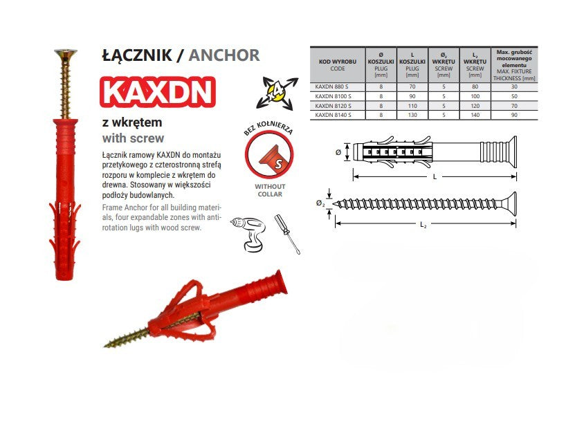 Kaxdn – broche de cadre polyvalente, 8x100mm, en Nylon