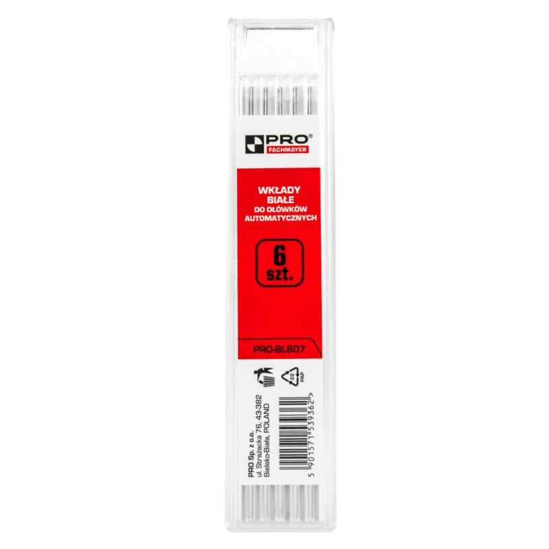 Recharges blanches pour porte-mine 6 pièces.