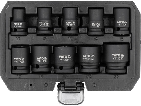 Set Of Short Impact Sockets 1/2'' 10 Pcs 10-27 Mm