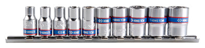 Juego de Vasos 1/4 9 Piezas Cortos 12 Puntos 5-13mm Sobre Carril