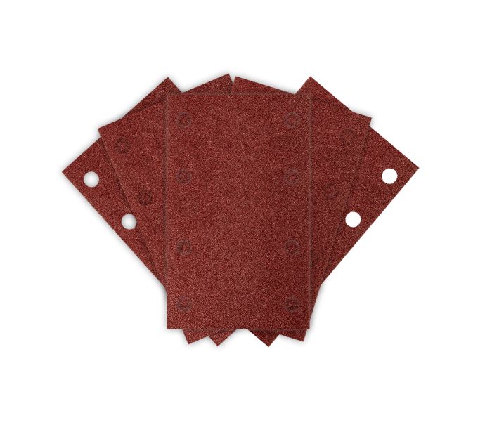 Sandpapper Rektangel P120 130*80mm 8 Hål 5 St.