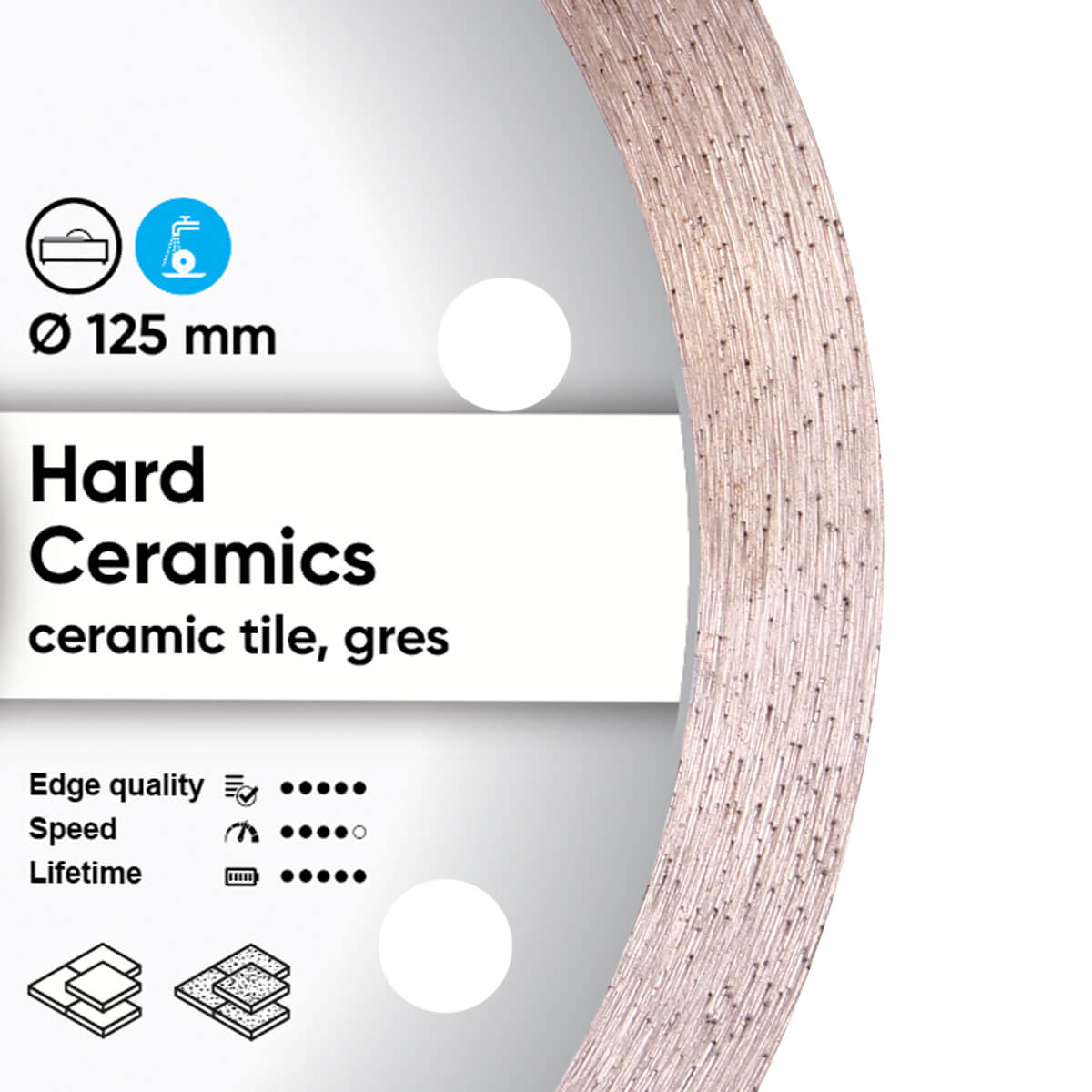 Lame diamantée en céramique dure 125*1.4*22.23mm