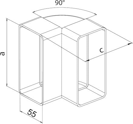 Vertikal armbåge 220*55 90'