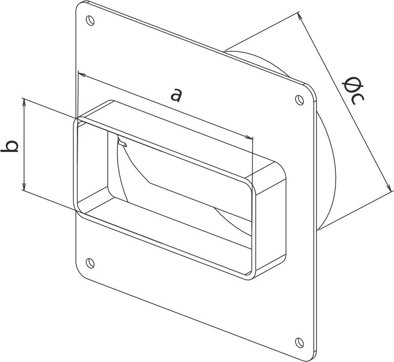 Flat Channel Variable Connector 110*55 Med Backventil 100mm