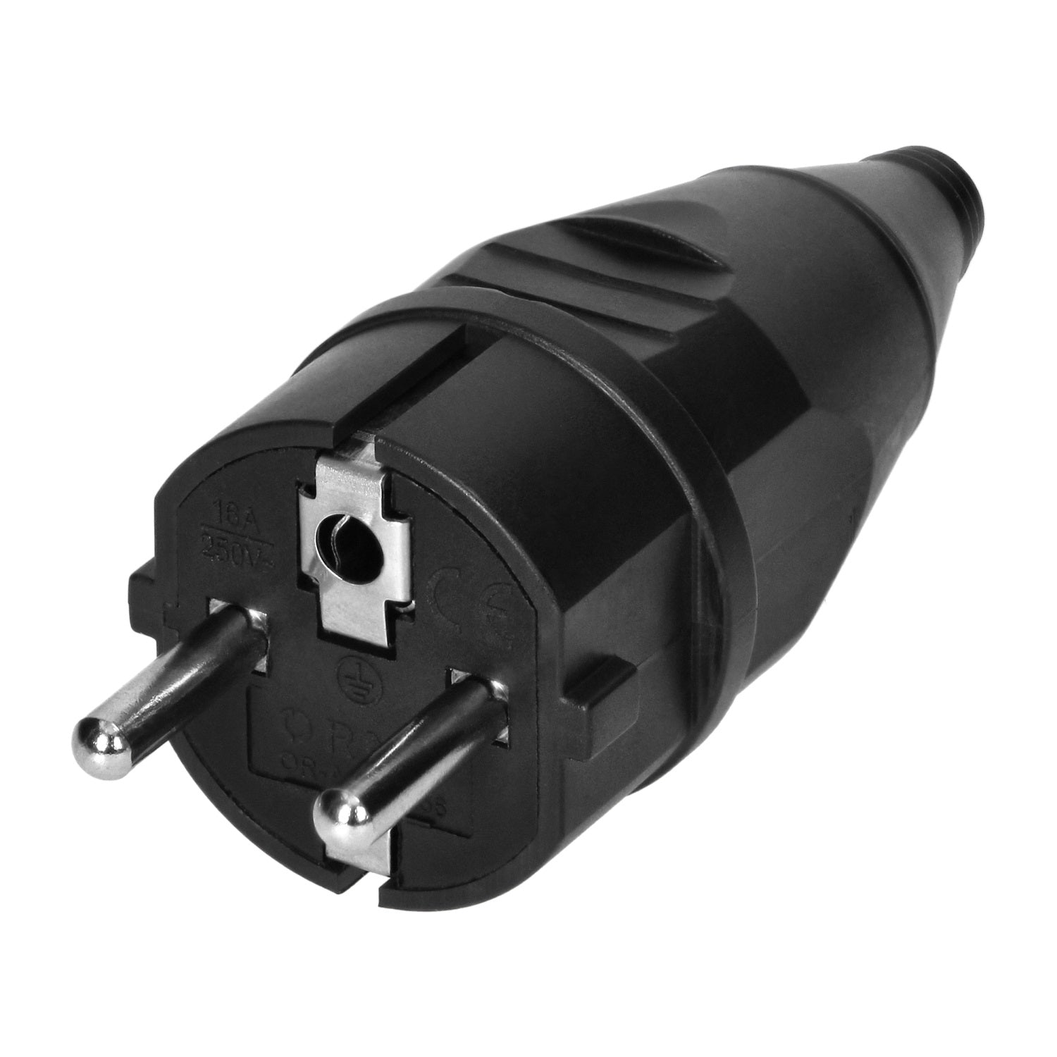 Werkplaatsstekker 2p+z Uni-schuko Zwart