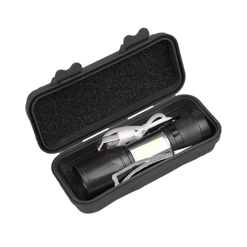 Led Flashlight Zoom Battery 5w Xpe+ Cob+ Case