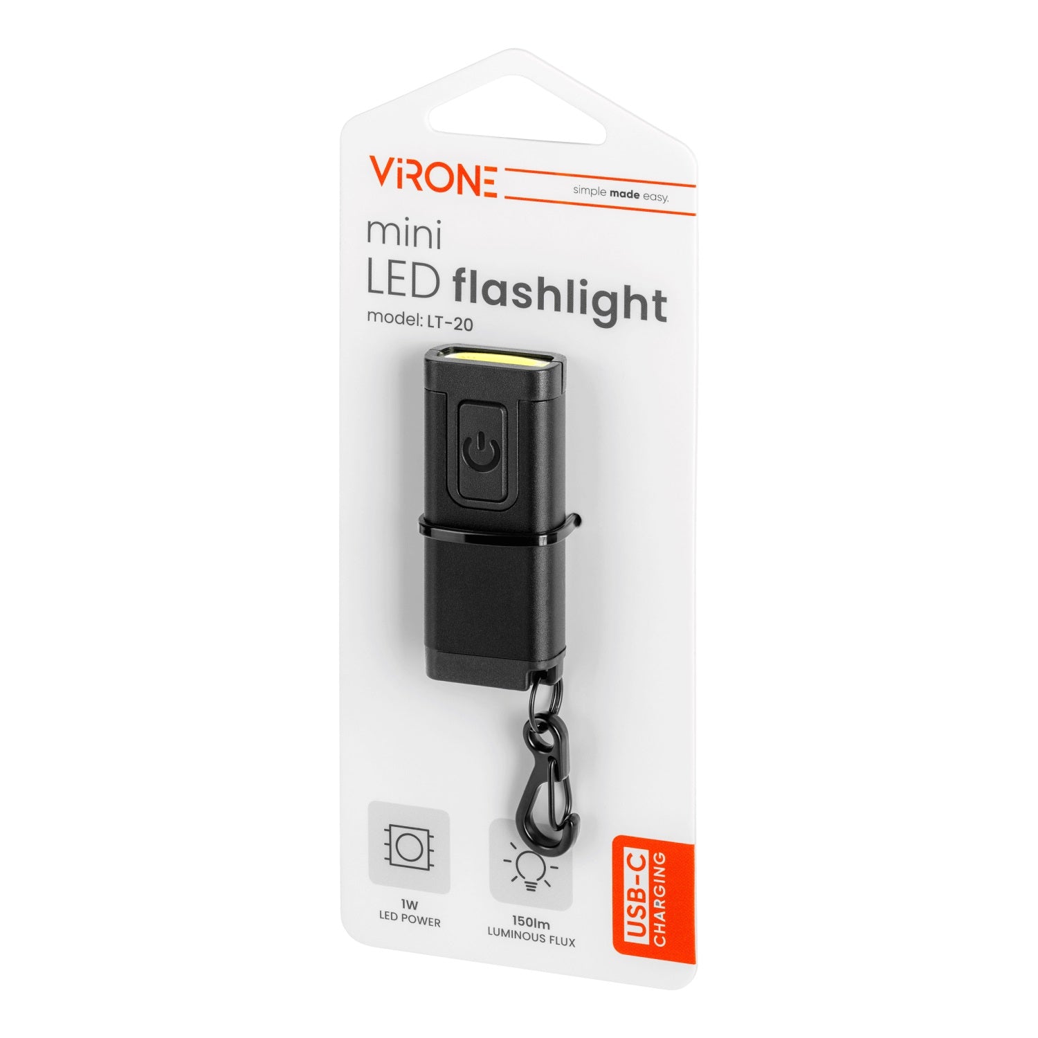 Mini lommelygte/nøglering led Cob 150lm 180 Mah 5500k