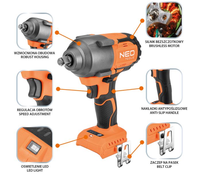 Ütvecsavarkulcs 850nm 1/2'' elemmentes energia+18v elem nélkül