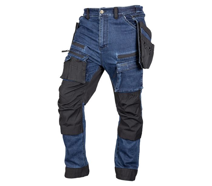 Denim Work Trousers With Cordura Reinforcements Navy Blue Size L