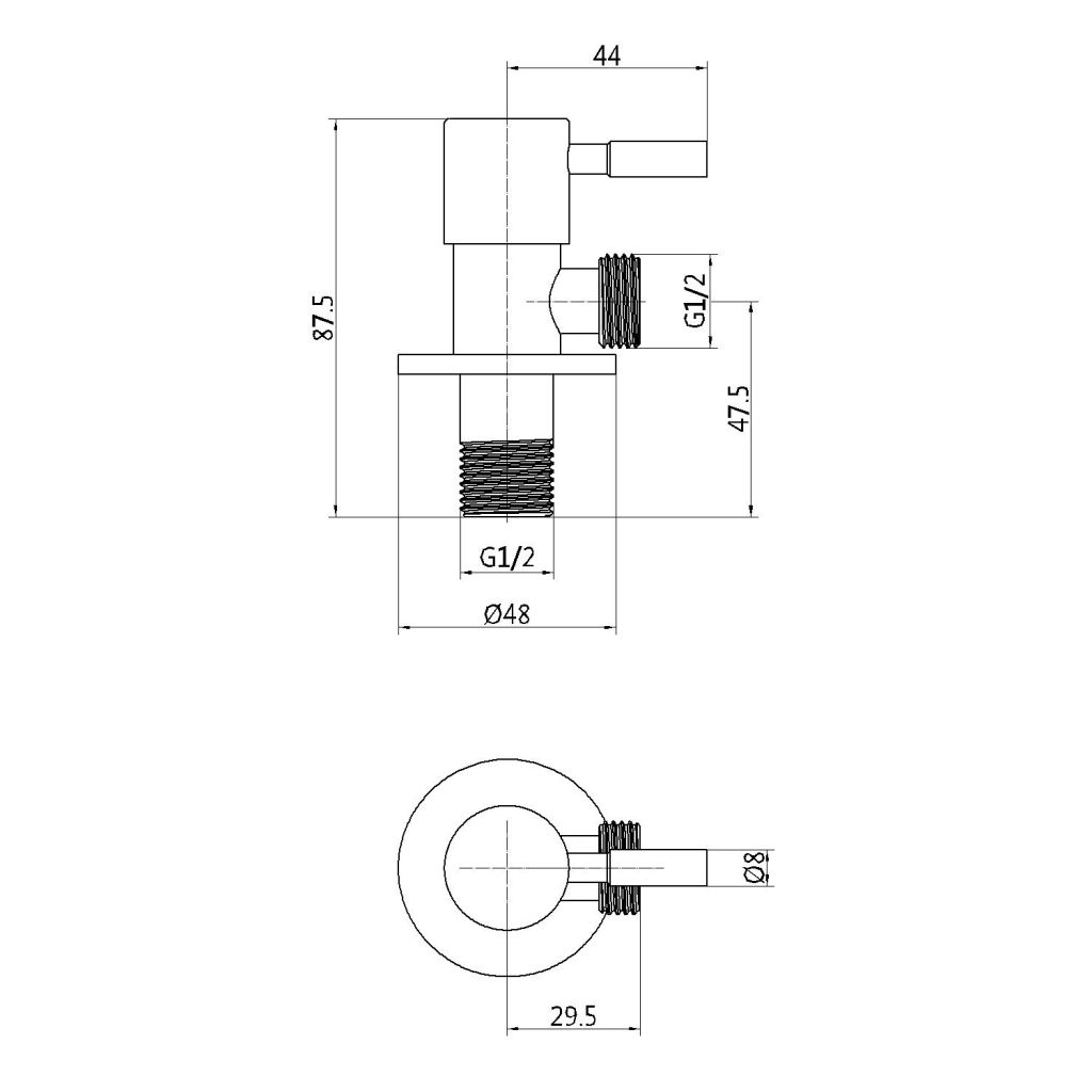 Stainless Steel Angle Valve With Ceramic Head 1/2*1/2''